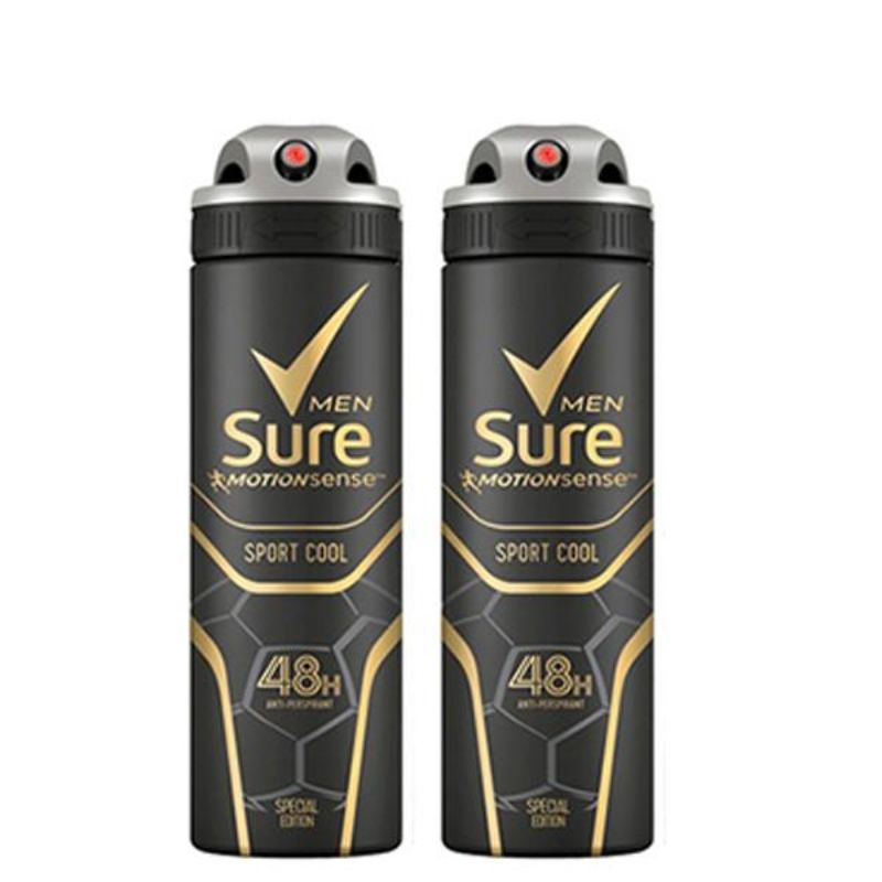 Sure Men Active Dry & Sport Cool Deodorant Twin Pack 150Ml