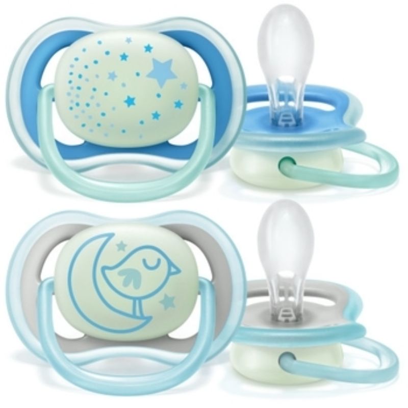 Avent Air Night Boys Twin Pack Soothers 6-18M
