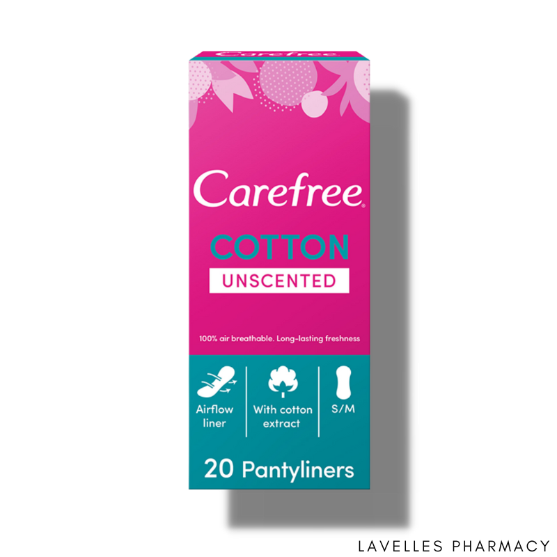Carefree Breathable Unscented Cotton Pantyliners 56 Pack