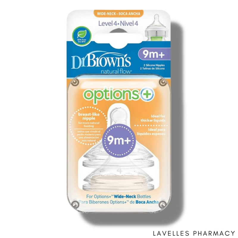 Dr Brown’s Options+ Level 4 Silicone Teats 9 Months+ 2 Pack