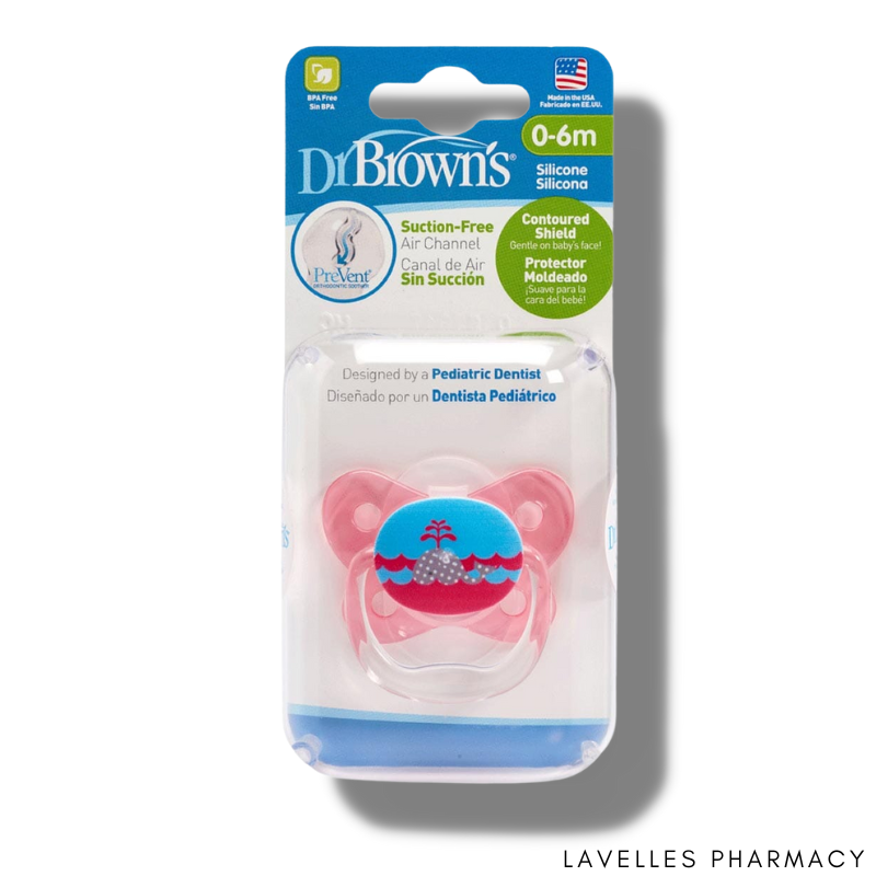 Dr Brown’s PreVent Soother 0-6 Months Pink