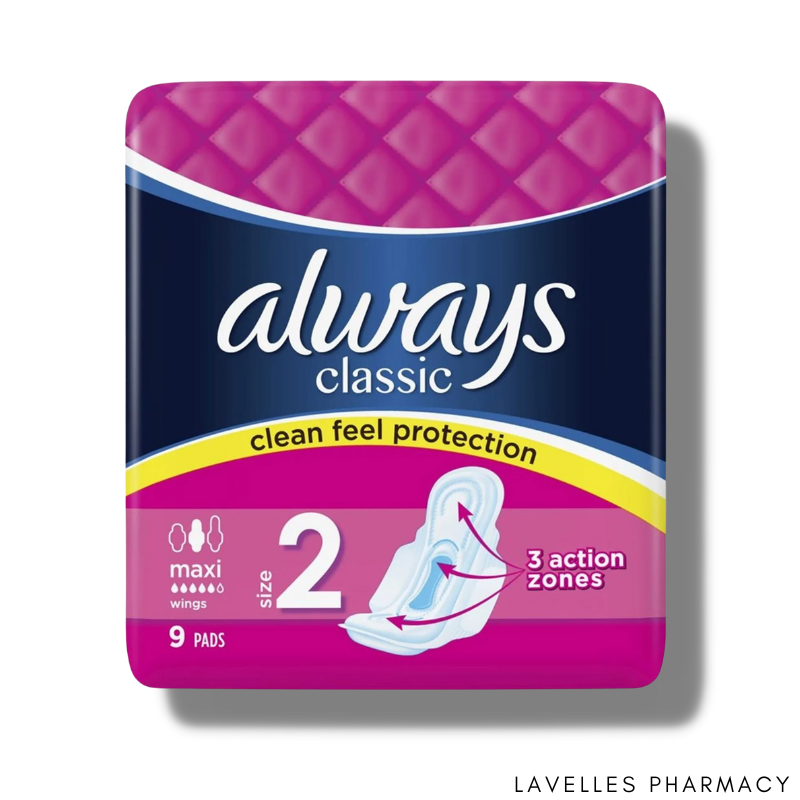 Always Classic Maxi (Size 2) Sanitary Pads 9 Pack