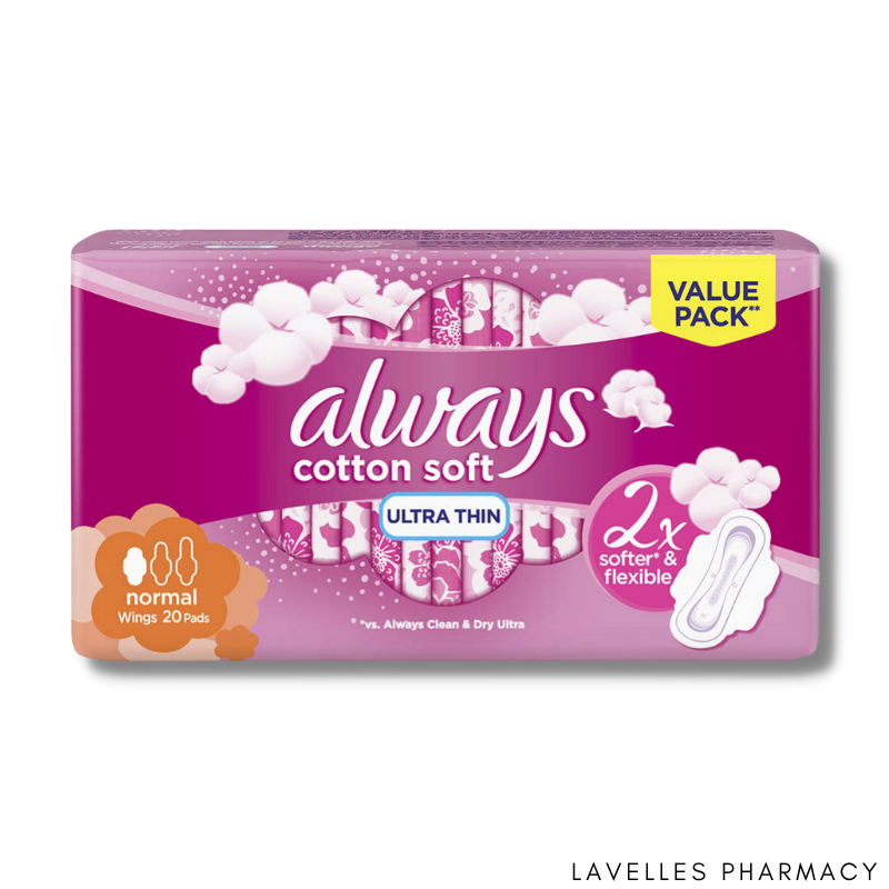Always Cotton Soft Normal (Size 1) Sanitary Pads 20 Pack