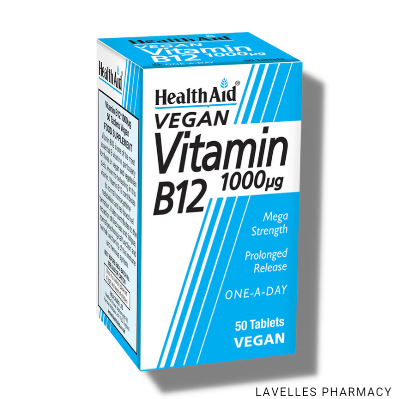 HealthAid Vitamin B12 (Cyanocobalamin) 1000µg Tablets 50 Pack